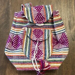 NEW Authentic Mini serape backpack brought from Mexico purple white